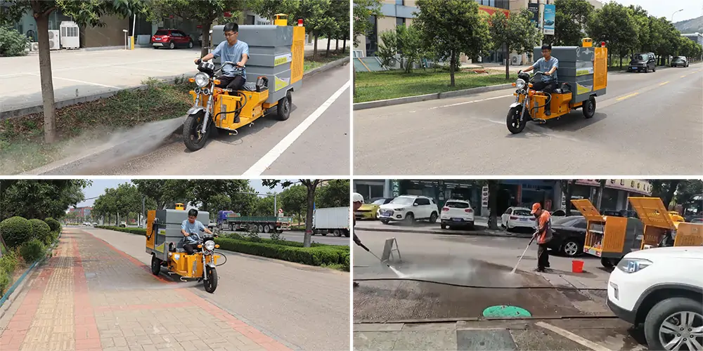 三轮高压高温清洗车_小区高压高温清洗车_物业小型高压高温冲洗车_园区高压高温清洗车